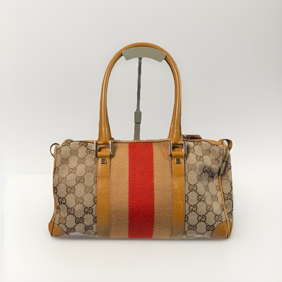 Gucci Handbags - GUCCI Mini Boston Bag Shoulder Bag Canvas Beige Sherry Line Authentic Ladies0037